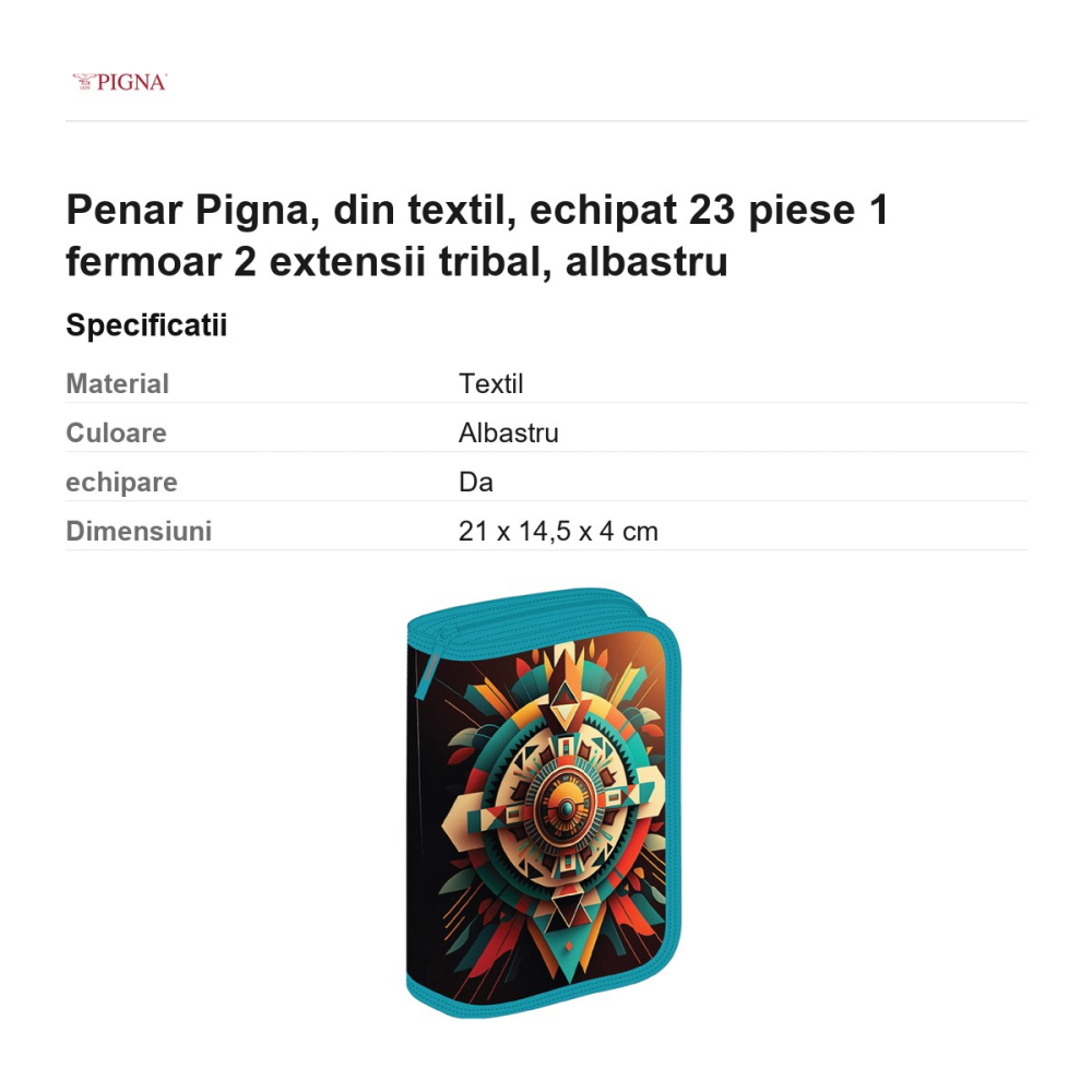 Penar Pigna, din textil, echipat 23 piese 1 fermoar 2 extensii tribal, albastru [3]