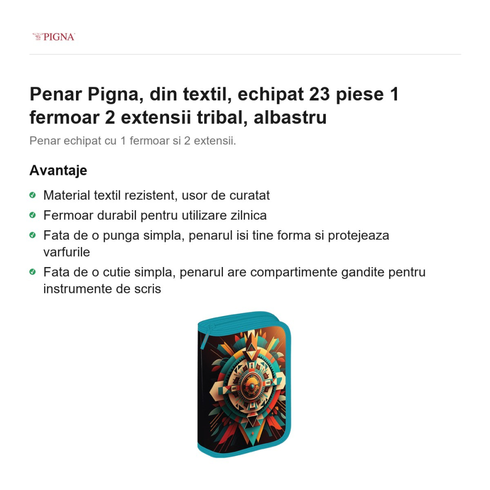 Penar Pigna, din textil, echipat 23 piese 1 fermoar 2 extensii tribal, albastru [2]