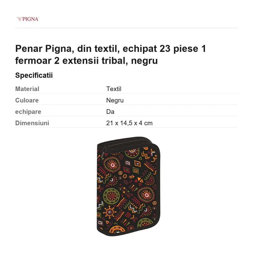 Penar Pigna, din textil, echipat 23 piese 1 fermoar 2 extensii tribal, negru [3]