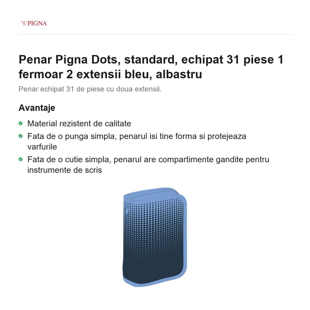 Penar Pigna Dots, echipat 31 piese 1 fermoar 2 extensii bleu, albastru [2]