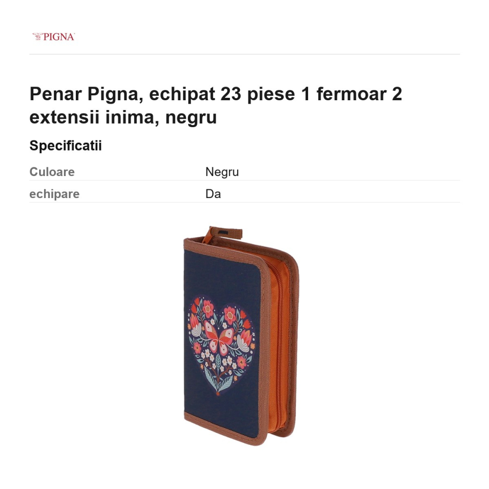 Penar Pigna, echipat 23 piese 1 fermoar 2 extensii inima, negru [3]