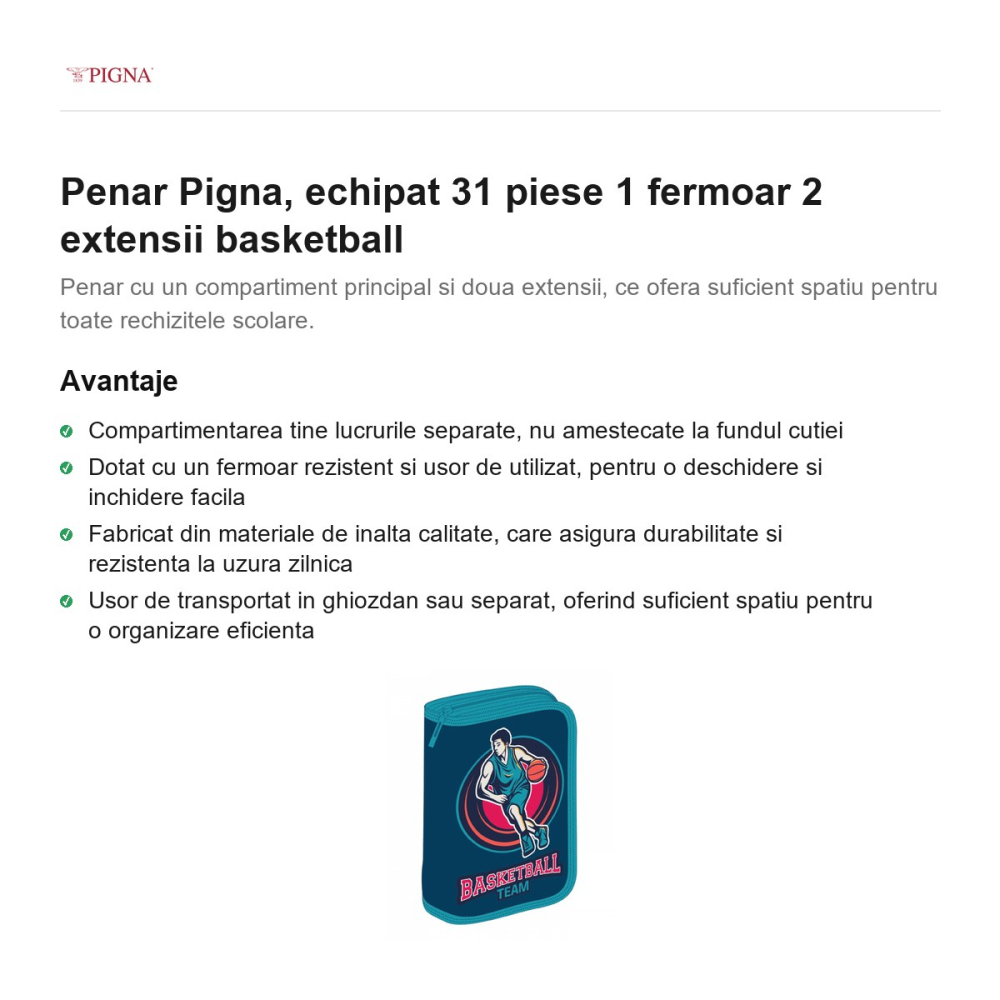 Penar Pigna, echipat 31 piese 1 fermoar 2 extensii basketball [2]