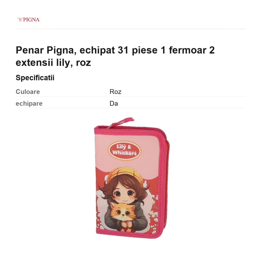 Penar Pigna, echipat 31 piese 1 fermoar 2 extensii lily, roz [3]