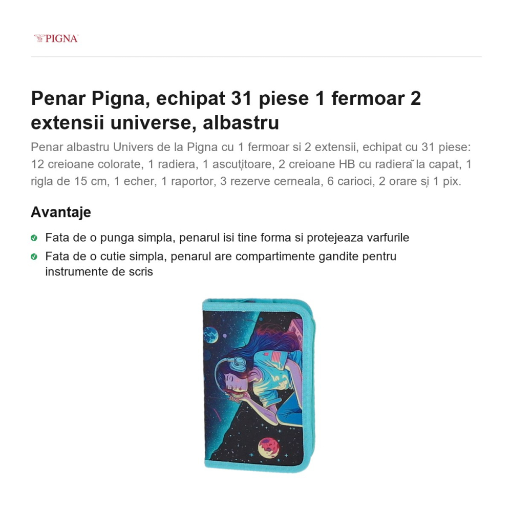 Penar Pigna, echipat 31 piese 1 fermoar 2 extensii universe, albastru [2]