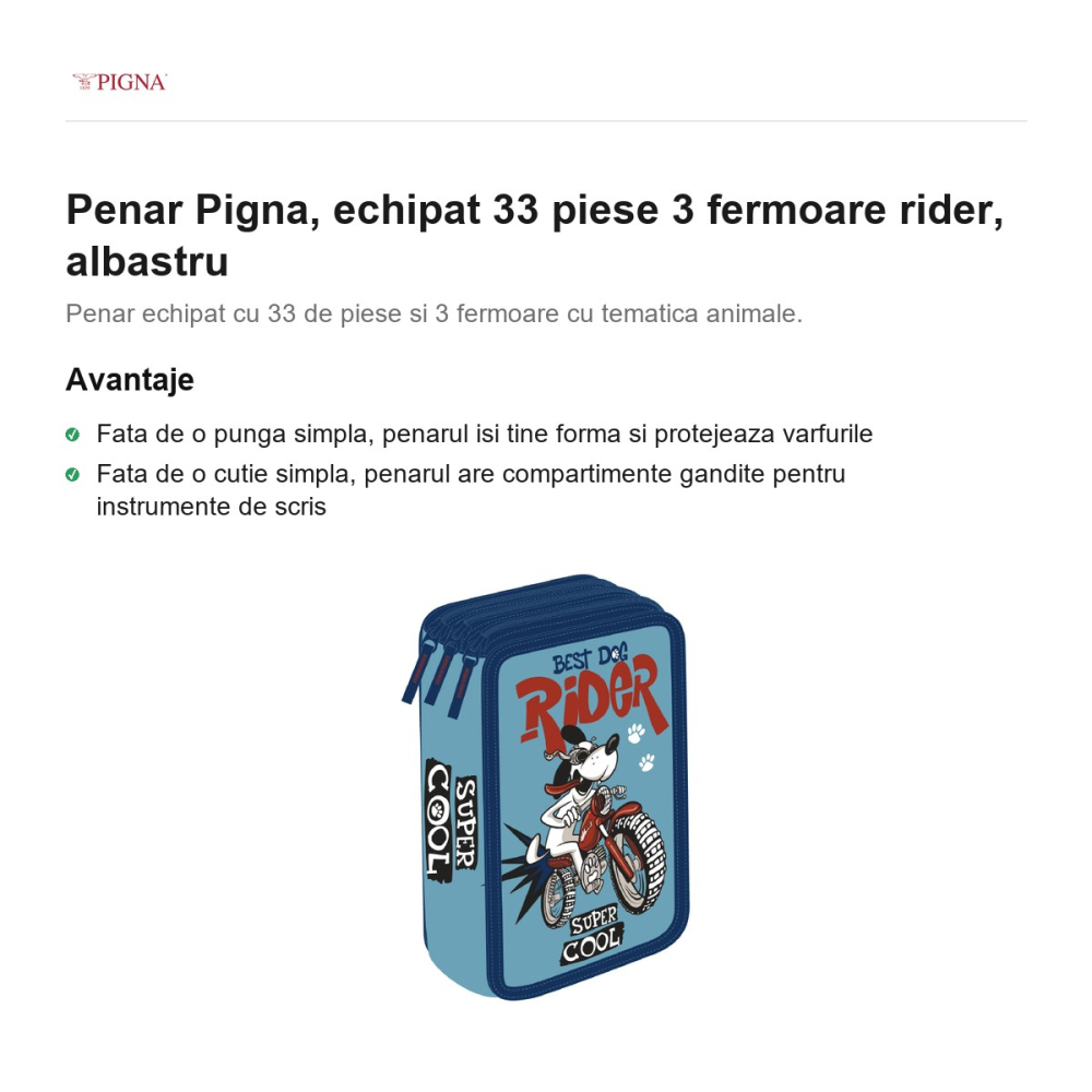 Penar Pigna, echipat 33 piese 3 fermoare rider, albastru [2]