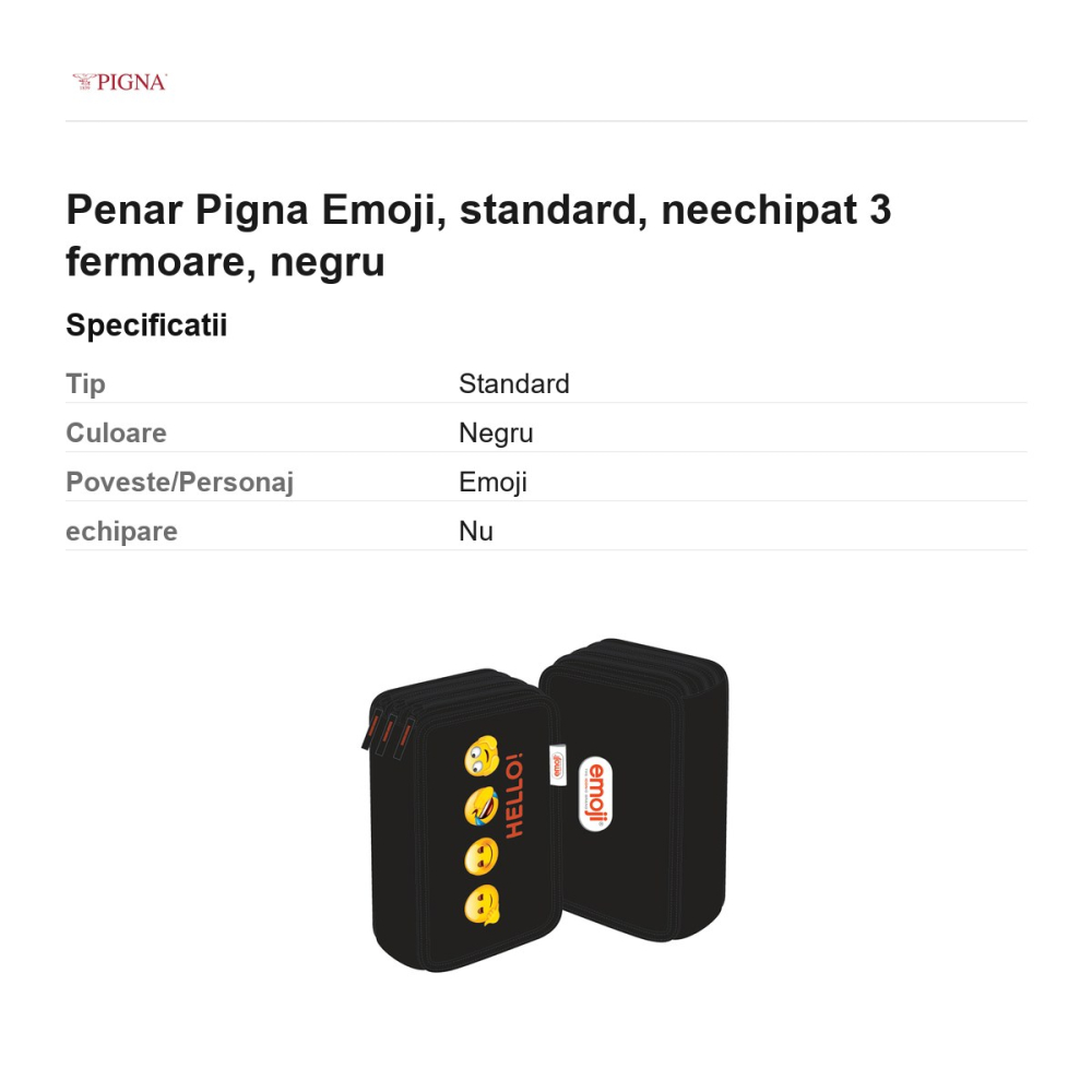 Penar Pigna Emoji, neechipat 3 fermoare, negru [3]