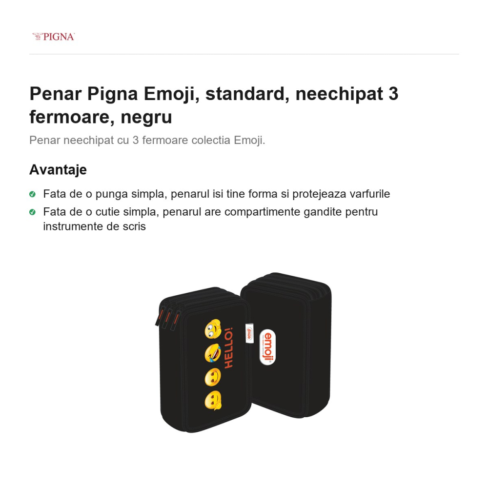 Penar Pigna Emoji, neechipat 3 fermoare, negru [2]