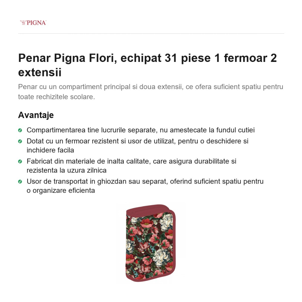 Penar Pigna Flori, echipat 31 piese 1 fermoar 2 extensii [2]