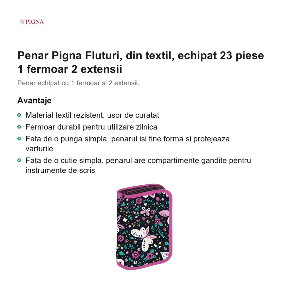 Penar Pigna Fluturi, din textil, echipat 23 piese 1 fermoar 2 extensii [2]