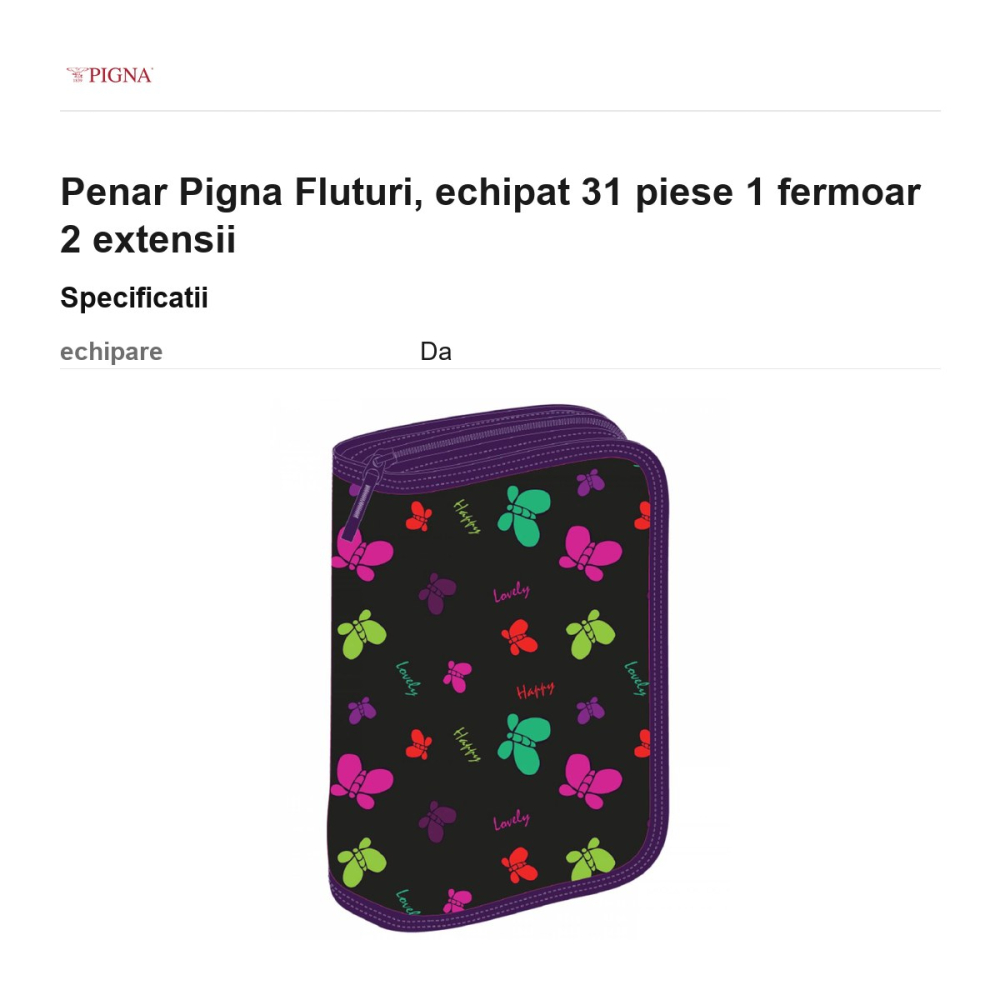 Penar Pigna Fluturi, echipat 31 piese 1 fermoar 2 extensii [3]