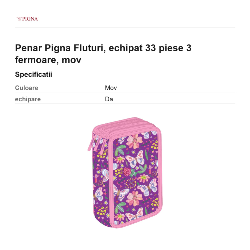 Penar Pigna Fluturi, echipat 33 piese 3 fermoare, mov [3]