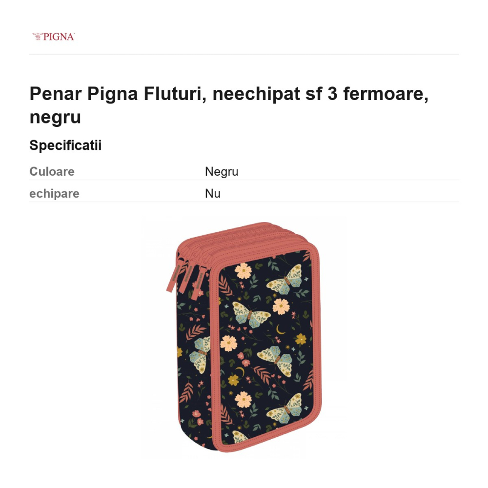 Penar Pigna Fluturi, neechipat sf 3 fermoare, negru [3]