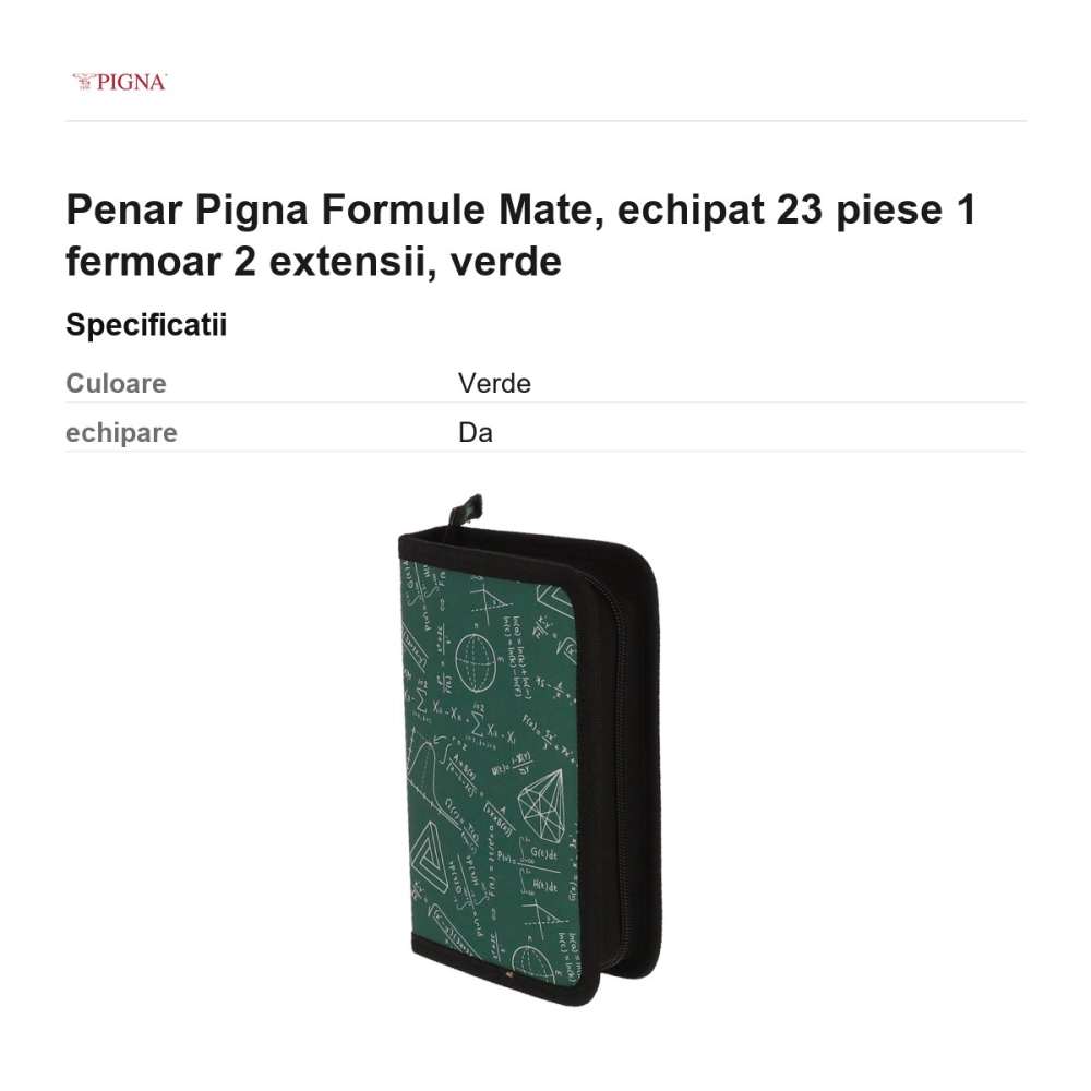 Penar Pigna Formule Mate, echipat 23 piese 1 fermoar 2 extensii, verde [3]