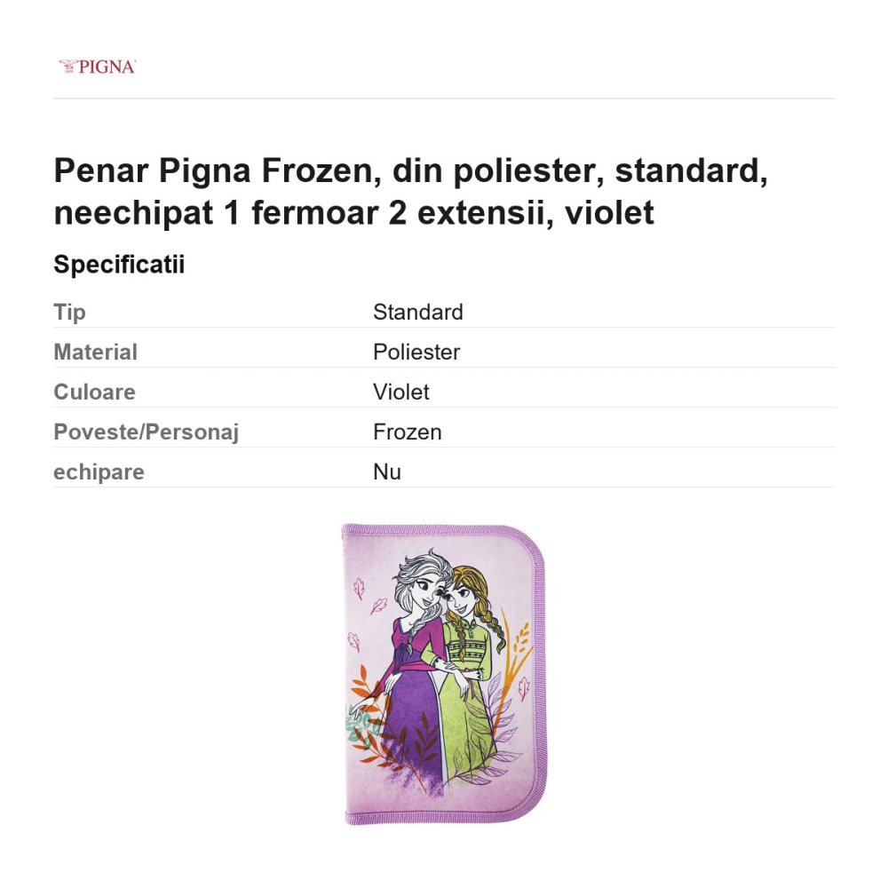 Penar Pigna Frozen, din poliester, neechipat 1 fermoar 2 extensii, violet [3]