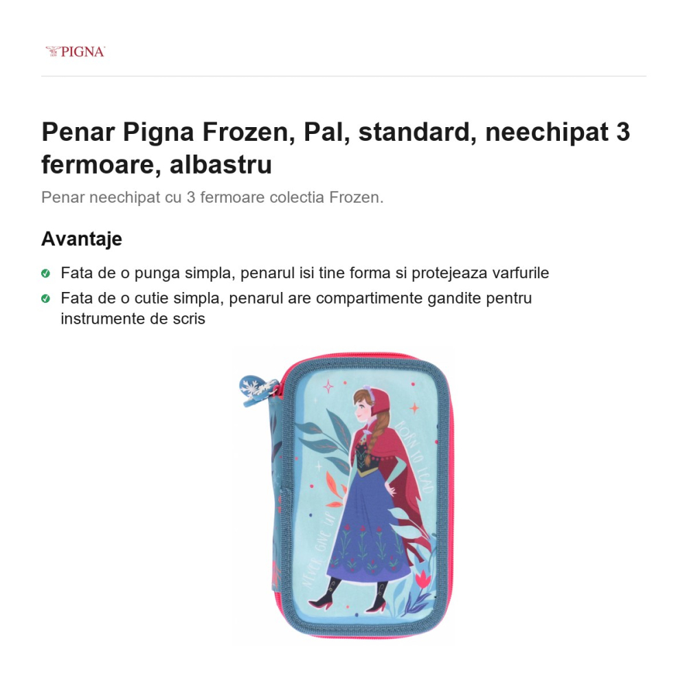 Penar Pigna Frozen, neechipat 3 fermoare pal, albastru [2]