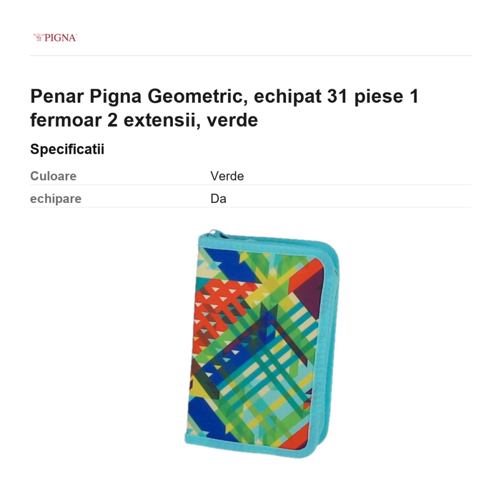 Penar Pigna Geometric, echipat 31 piese 1 fermoar 2 extensii, verde [3]