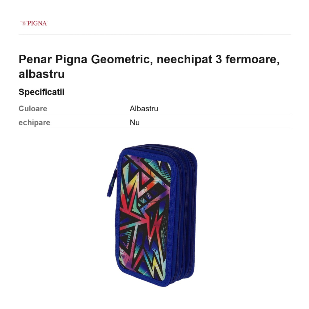 Penar Pigna Geometric, neechipat 3 fermoare, albastru [3]