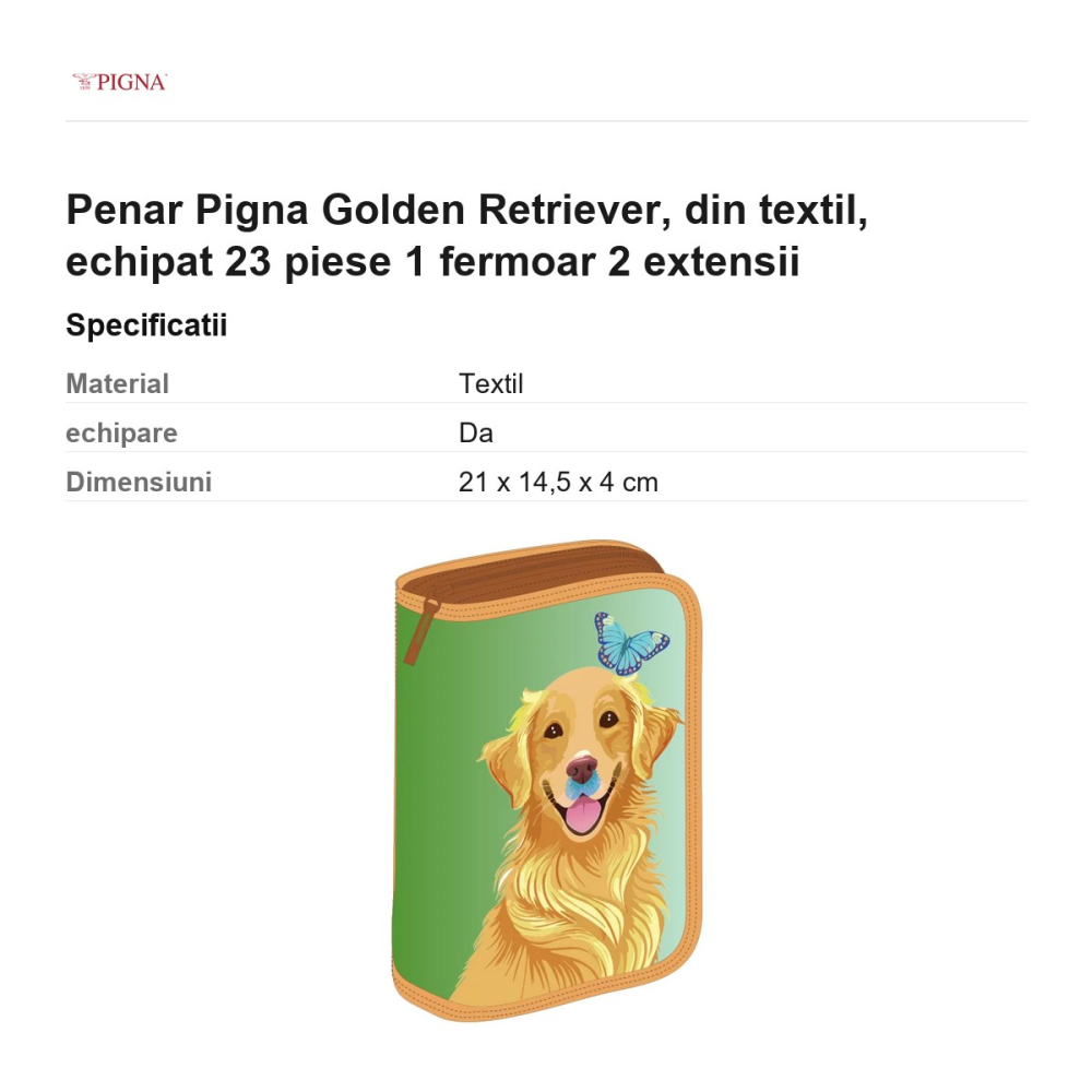 Penar Pigna Golden Retriever, din textil, echipat 23 piese 1 fermoar 2 extensii [3]