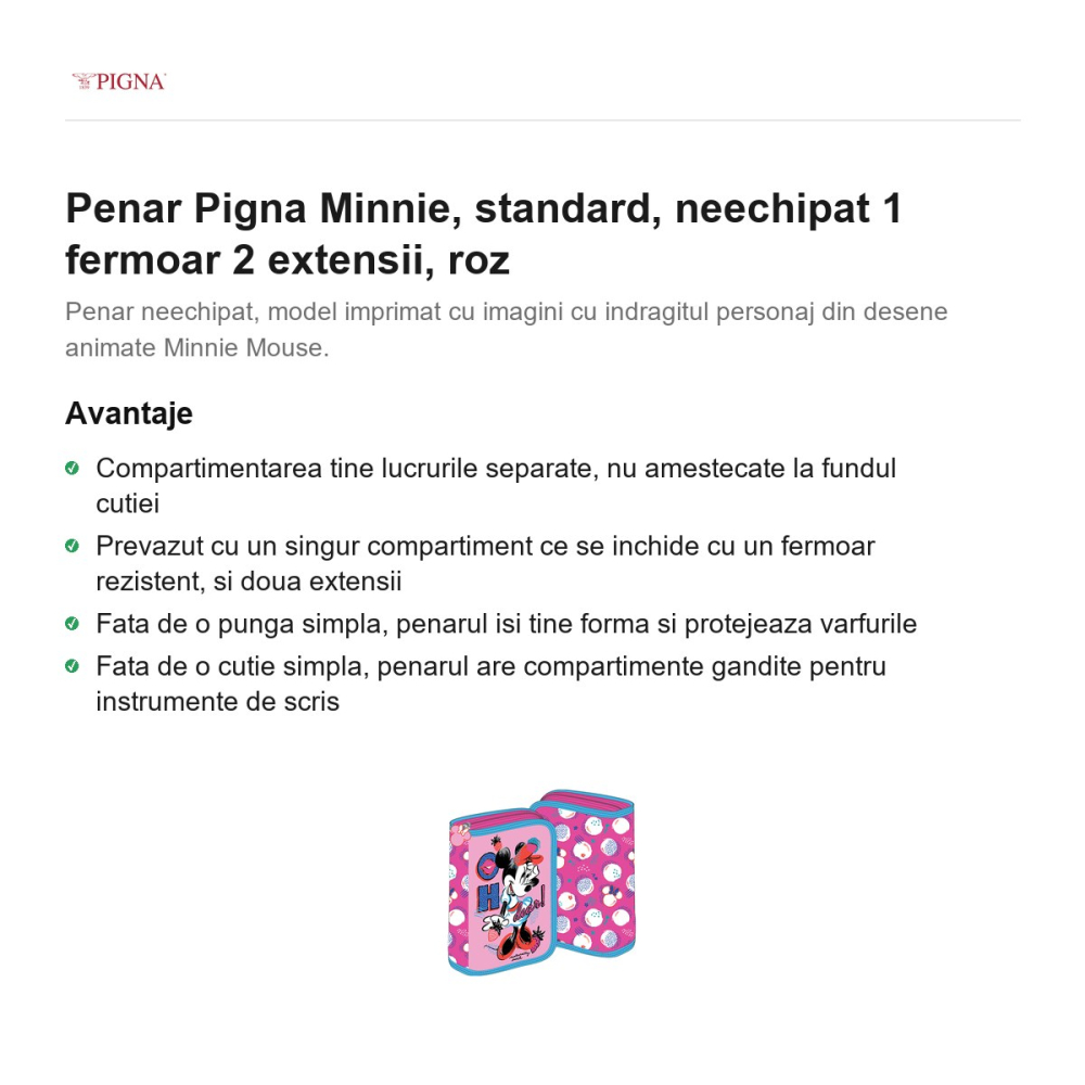 Penar Pigna Minnie, neechipat 1 fermoar 2 extensii, roz [2]