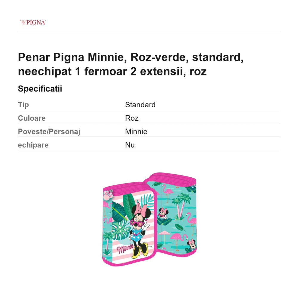 Penar Pigna Minnie, neechipat 1 fermoar 2 extensii roz-verde, roz [3]
