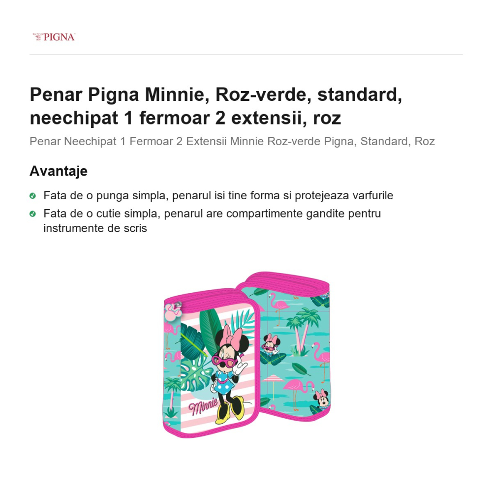 Penar Pigna Minnie, neechipat 1 fermoar 2 extensii roz-verde, roz [2]