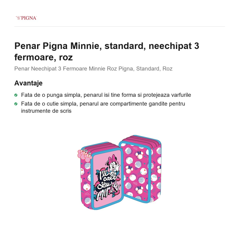 Penar Pigna Minnie, neechipat 3 fermoare, roz [2]