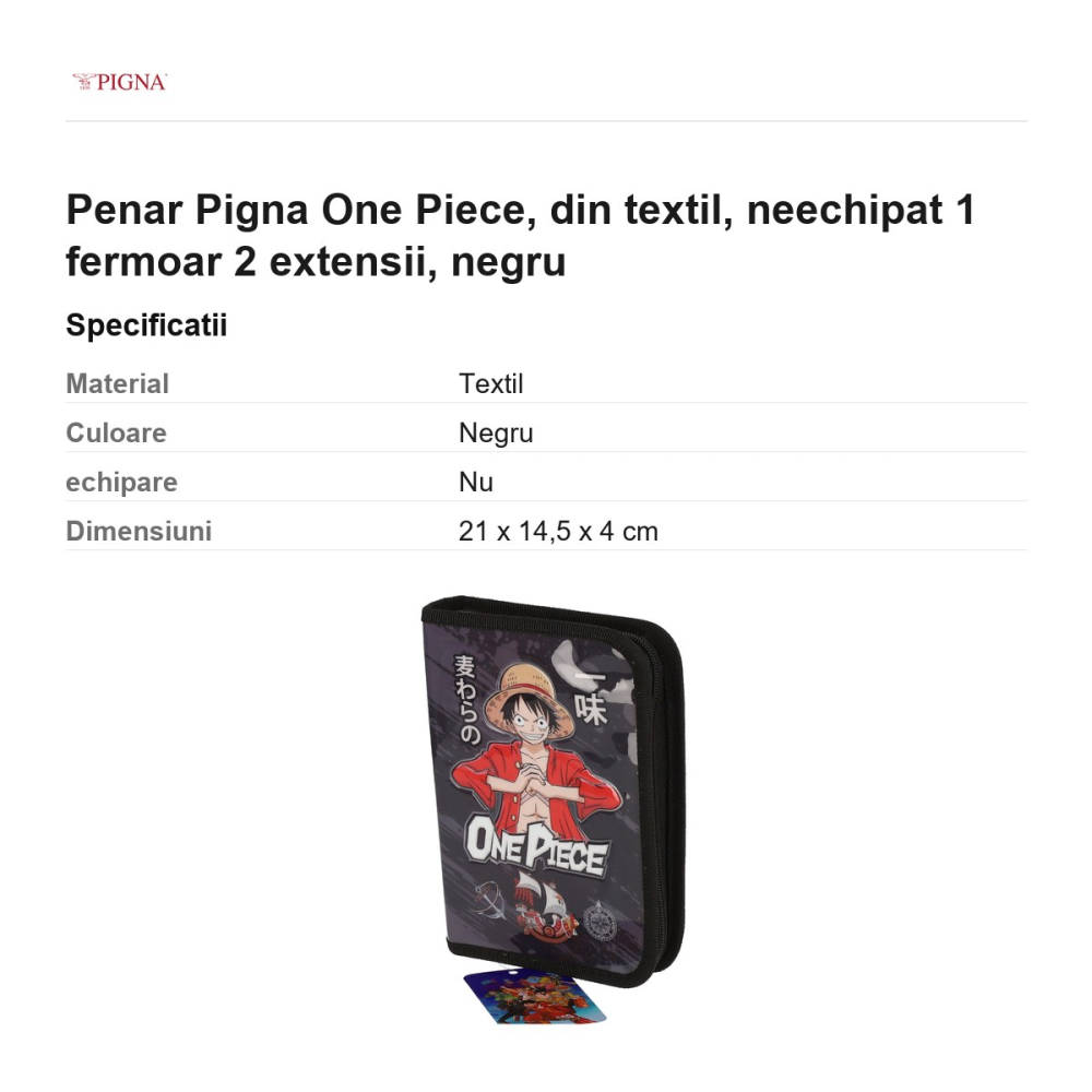 Penar Pigna One Piece, din textil, neechipat 1 fermoar 2 extensii, negru [3]