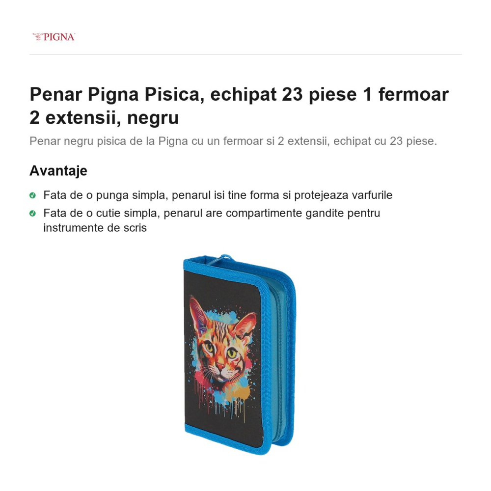 Penar Pigna Pisica, echipat 23 piese 1 fermoar 2 extensii, negru [2]