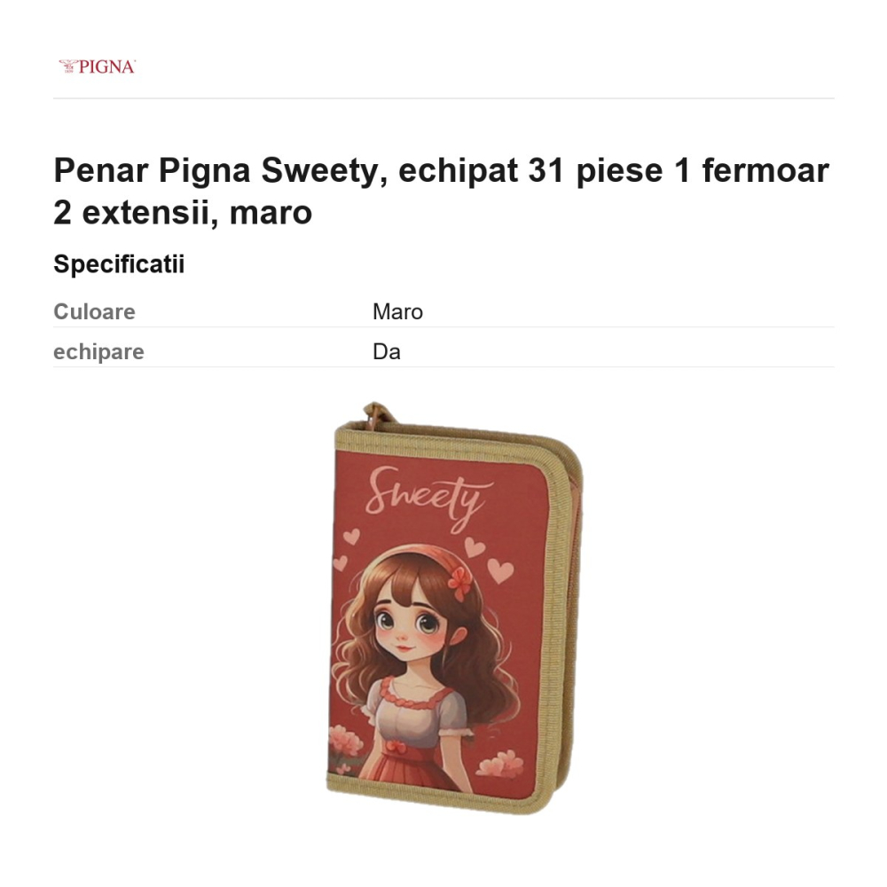 Penar Pigna Sweety, echipat 31 piese 1 fermoar 2 extensii, maro [3]