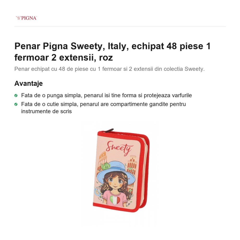 Penar Pigna Sweety, echipat 48 piese 1 fermoar 2 extensii italy, roz [2]