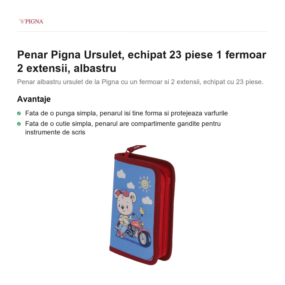 Penar Pigna Ursulet, echipat 23 piese 1 fermoar 2 extensii, albastru [2]
