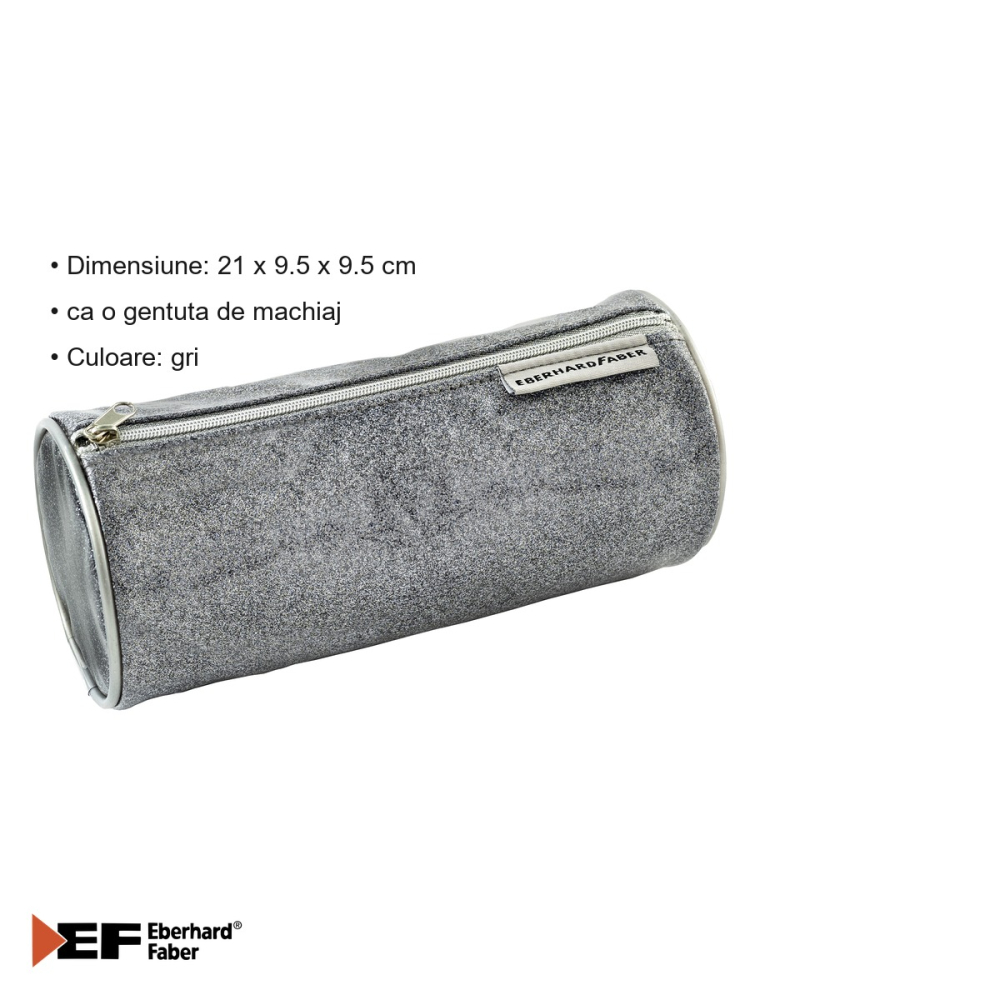 Penar tubular Eberhard Faber Jumbo Glitter, design glitter gri, pentru scoala si uz decorativ [3]