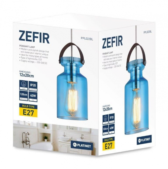 Lampa Suspendata PLATINET - ZEFIR , E27 , 1 x 40W , Albastru [3]