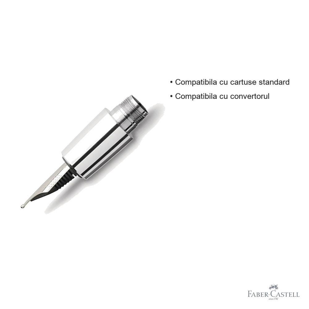 Penita stilou Faber-Castell E-Motion, otel inoxidabil, scriere extrafina, pentru colectia E-Motion [3]