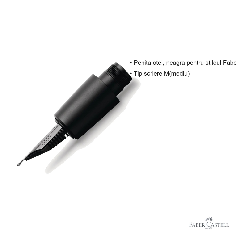 Penita stilou Faber-Castell E-motion Pure Black, otel negru, scriere medie (M) [3]