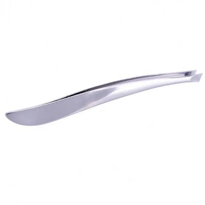Penseta profesionala curbata, J44-V10 00004, pentru machiaj, lungime 90mm, argintie [2]