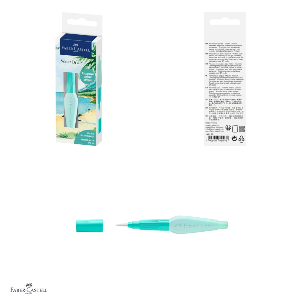 Pensula cu rezervor de apa Faber-Castell Tropical, varf M, turcoaz [4]