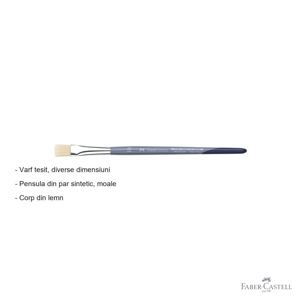 Pensula Faber-Castell Creative Studio nr. 10, varf tesit, par sintetic moale, pentru acuarela si culori solubile in apa [2]