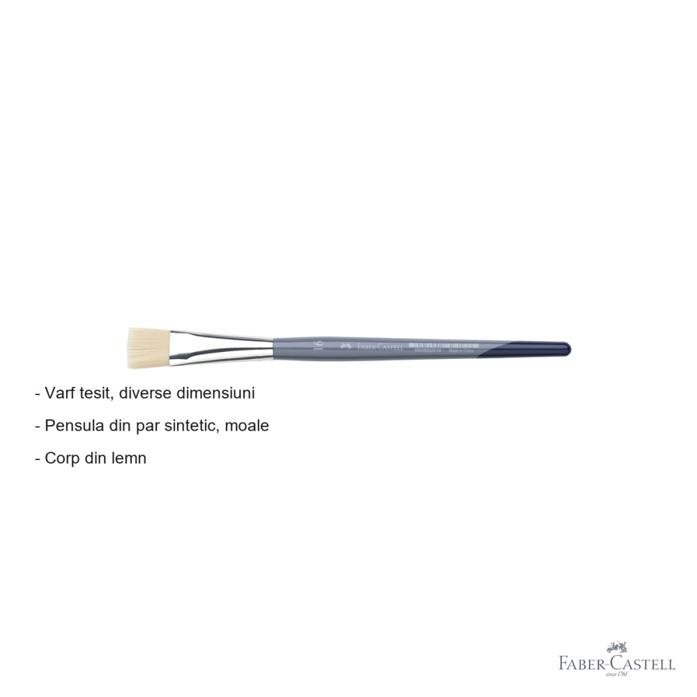 Pensula Faber-Castell Creative Studio nr. 16, varf tesit, par sintetic moale, pentru acuarela si culori solubile in apa [2]