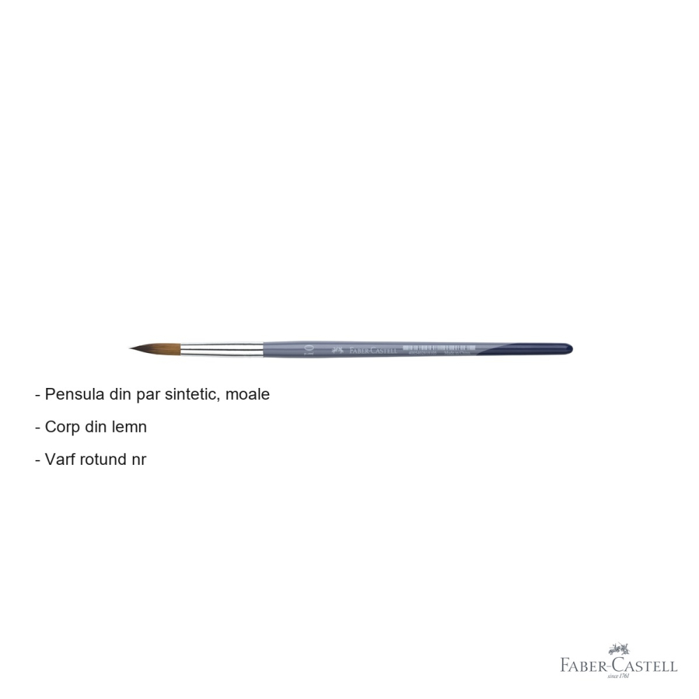 Pensula Faber-Castell Creative Studio, varf rotund nr. 10, par sintetic moale, pentru desen si pictura [2]