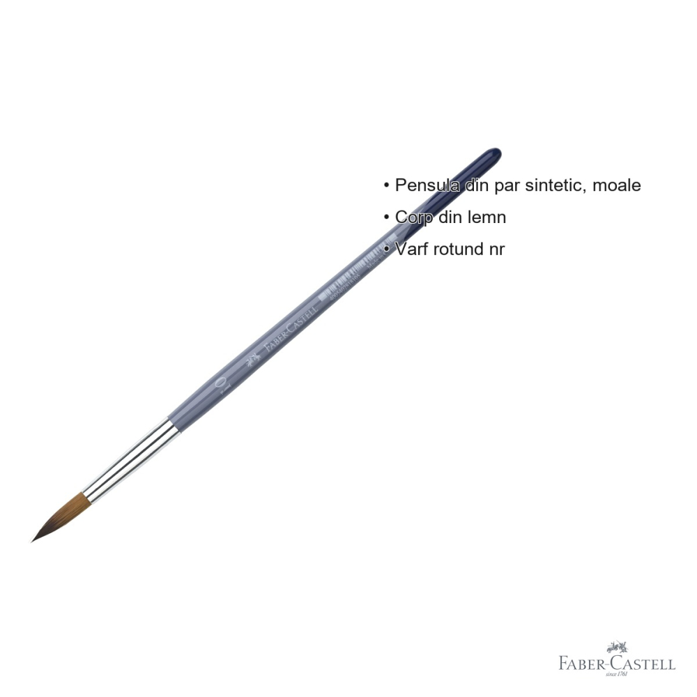 Pensula Faber-Castell Creative Studio, varf rotund nr. 10, par sintetic moale, pentru desen si pictura [3]