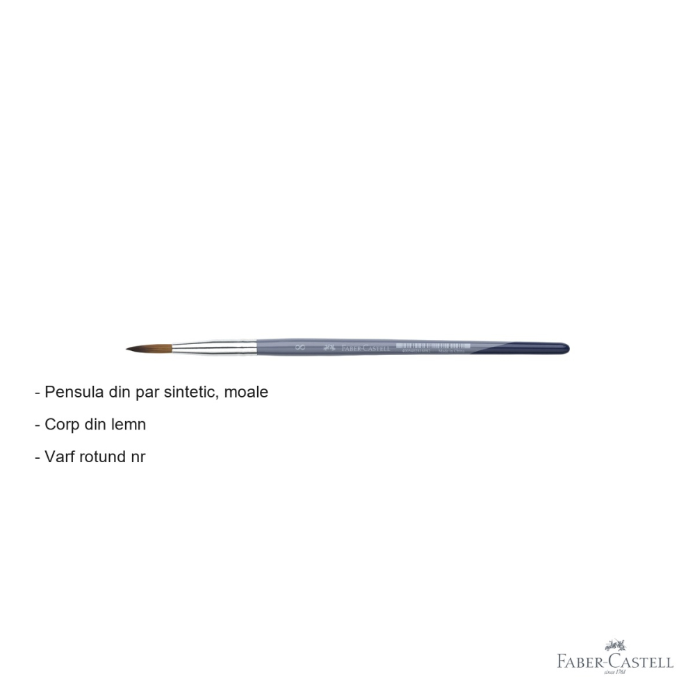 Pensula Faber-Castell Creative Studio, varf rotund nr. 8, par sintetic moale, pentru desen si pictura [2]