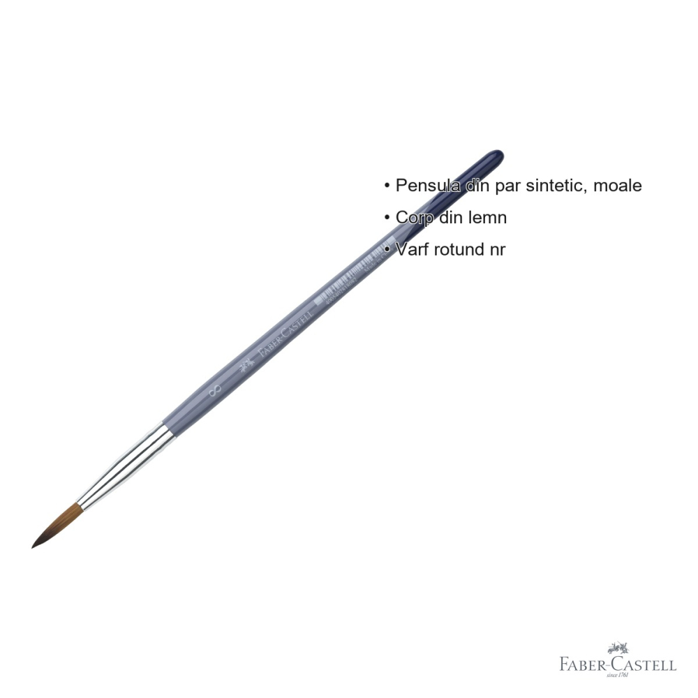 Pensula Faber-Castell Creative Studio, varf rotund nr. 8, par sintetic moale, pentru desen si pictura [3]