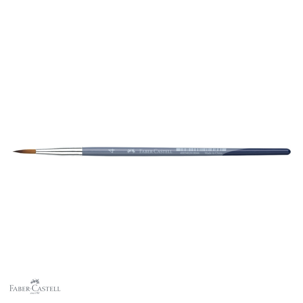 Pensula nr. 4 varf rotund Faber-Castell Creative Studio, par sintetic moale, pentru acuarela si culori solubile in apa [4]