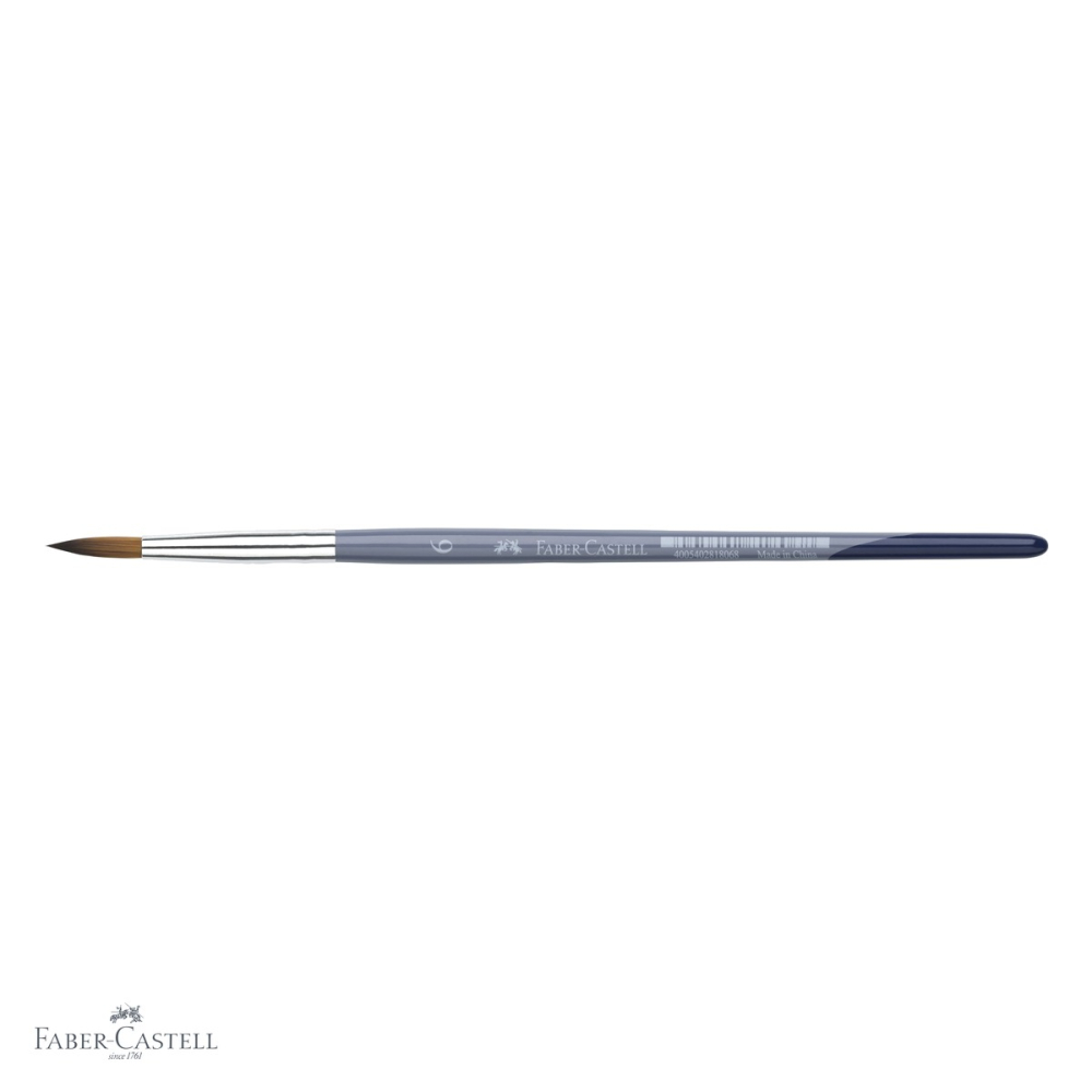 Pensula nr. 6 varf rotund Faber-Castell Creative Studio, par sintetic moale, pentru acuarela si culori solubile in apa [4]