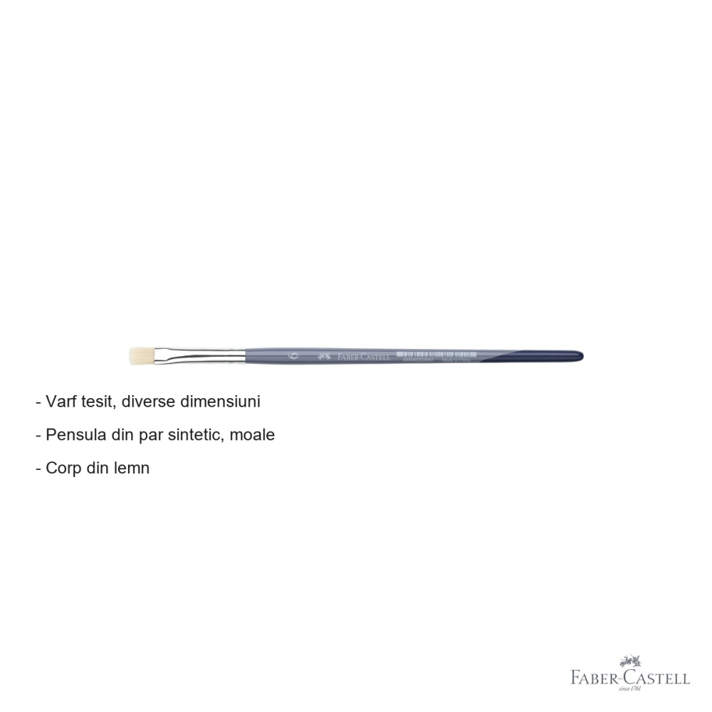 Pensula nr. 6 varf tesit Faber-Castell Creative Studio, par sintetic moale, pentru acuarela si culori solubile in apa [2]