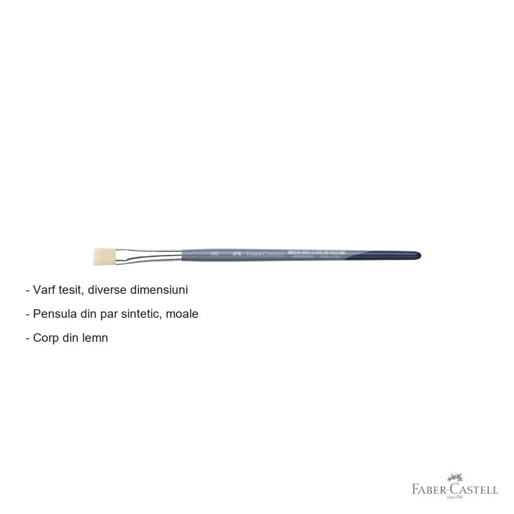 Pensula nr. 8 varf tesit Faber-Castell Creative Studio, par sintetic moale, pentru acuarela si culori solubile in apa [2]
