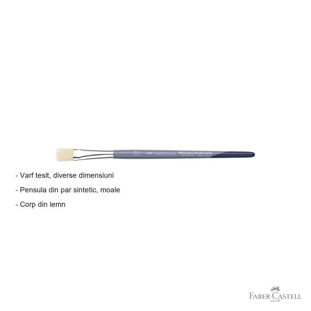 Pensula varf tesit nr. 12 Faber-Castell Creative Studio, par sintetic moale, pentru acuarela si culori solubile [2]