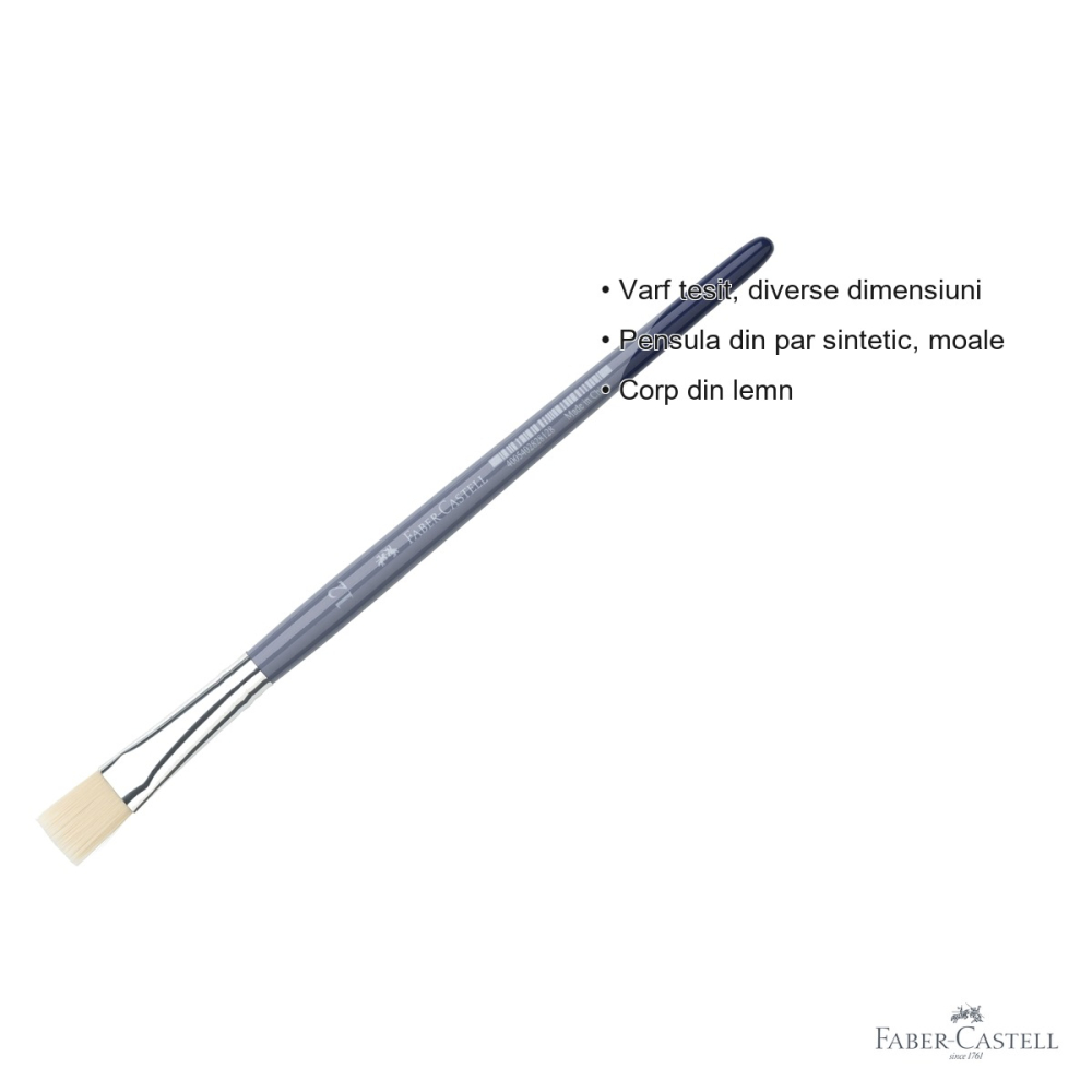 Pensula varf tesit nr. 12 Faber-Castell Creative Studio, par sintetic moale, pentru acuarela si culori solubile [3]