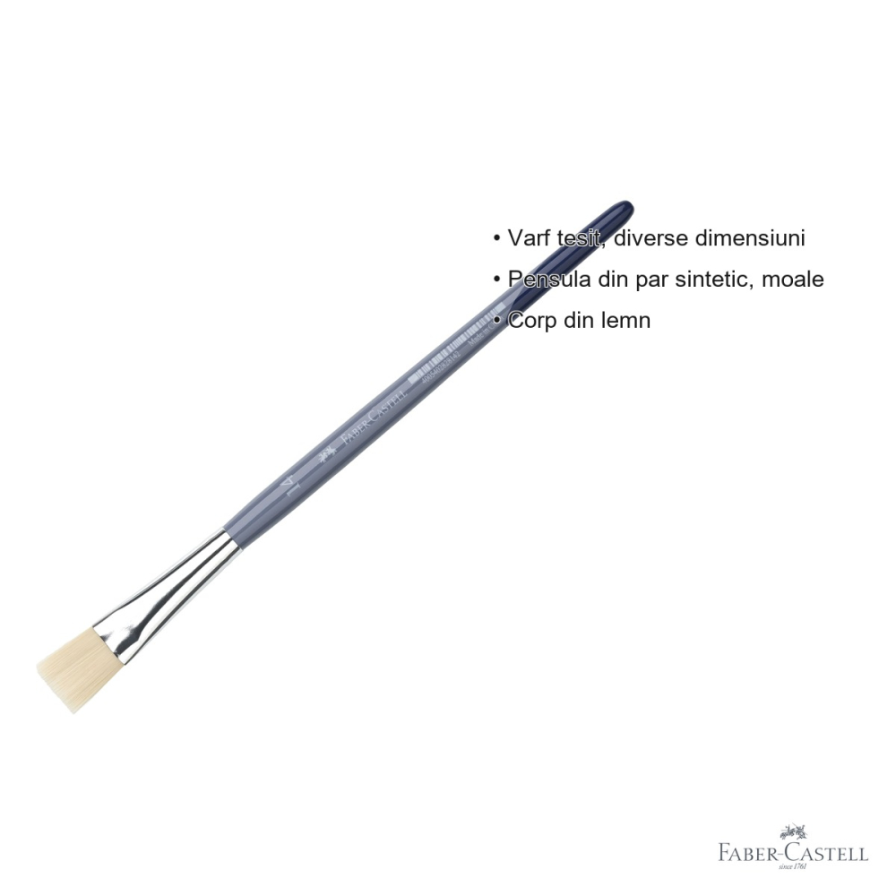 Pensula varf tesit nr. 14 Faber-Castell Creative Studio, par sintetic moale, pentru acuarela si culori solubile in apa [3]